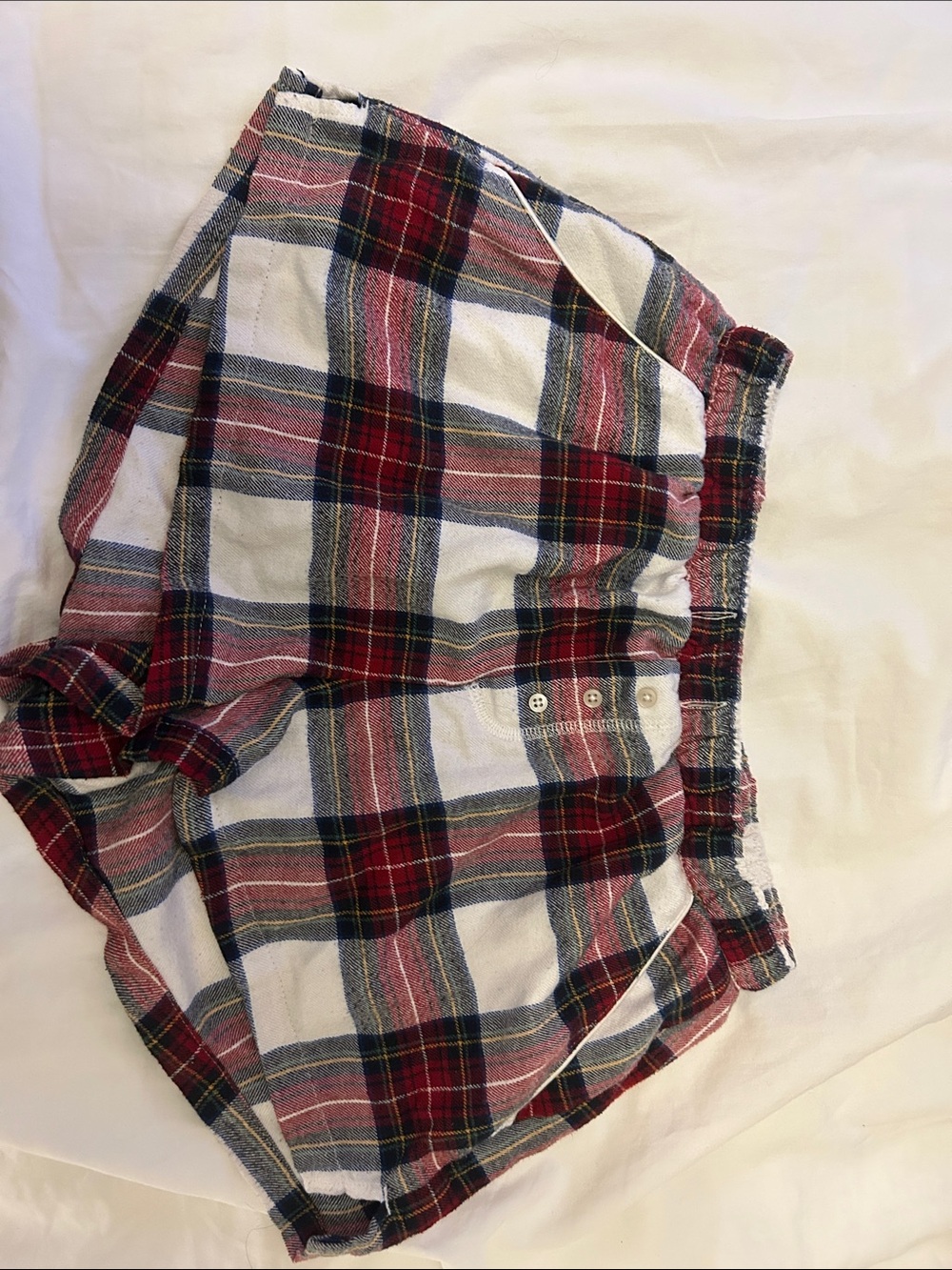 Abercrombie & Fitch Red, Navy & Cream Plaid Lounge Shorts